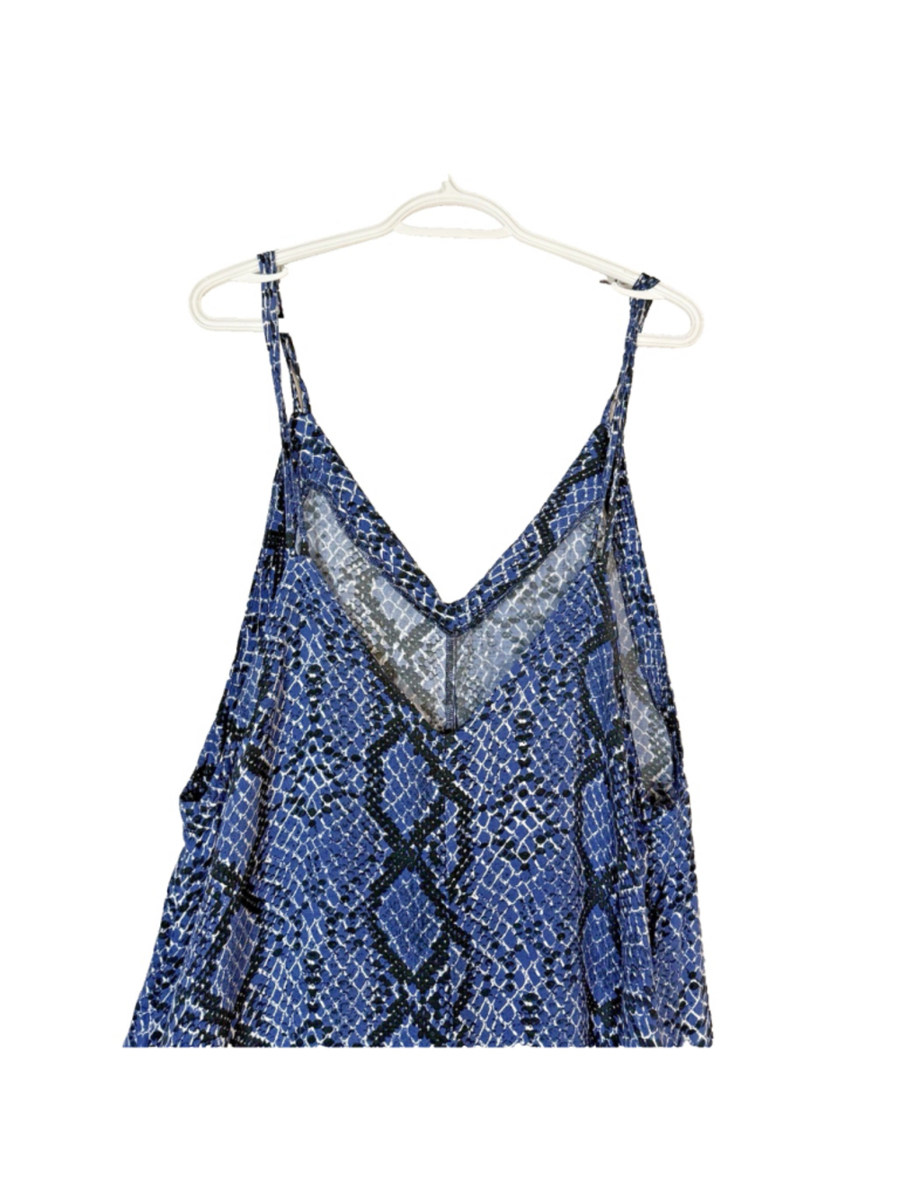 Free People Blue Reptile Print Strappy Oversized Wide Let Jumpsuit Sz. M - Picture 9 of 16